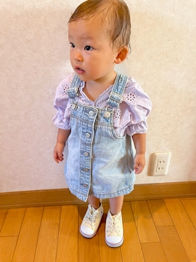 「babyGAP（babyGAP）のアイテム（オールインワン・サロペット）」を使った、glicoさん（キッズ・80cm）の夏コーディネート