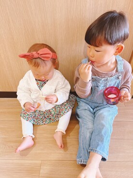 「むすめコーデ」｜「アイテム（オールインワン・サロペット）」を使った、glicoさん（キッズ・80cm）の春コーディネート