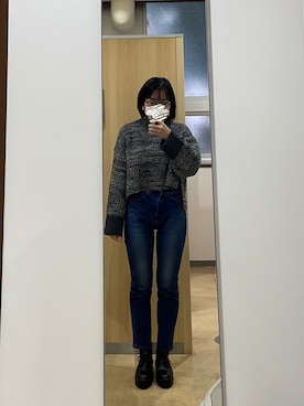 「JEANASIS（ジーナシス）のアイテム（サロペット/オーバーオール）」を使った、さこちさん（レディース・160cm）の冬コーディネート