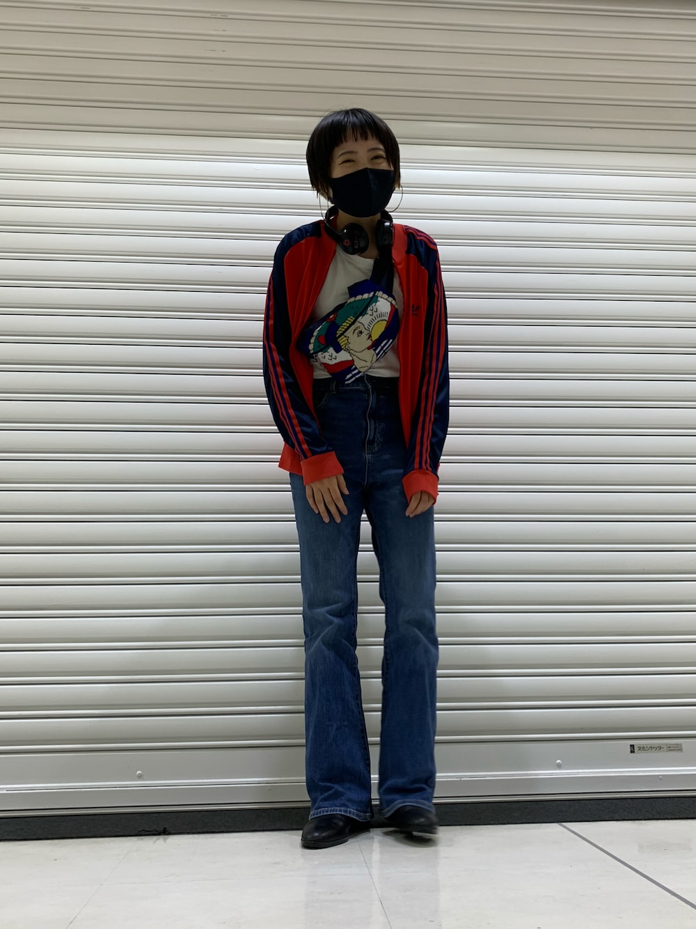 「今日のコーデ、古着MIX、アディダスオリジナルス、vintage」｜「vintage（adidas）のアイテム（ジャージ、レッド系）」を使った、ごとうさん（レディース・159cm）の夏コーディネートの1枚目の写真