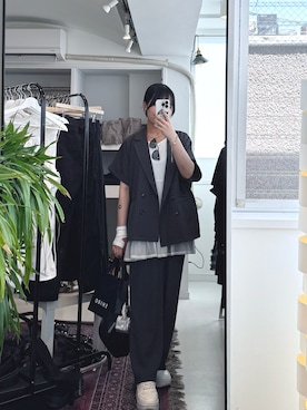 「classicalelf（クラシカルエルフ）のアイテム（パンツ）」を使った、Sakiさん（レディース・156cm）の夏コーディネート