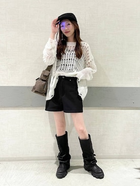 「アイテム（ハンチング/ベレー帽）」を使った、えりーさん（レディース・165cm）の秋コーディネート