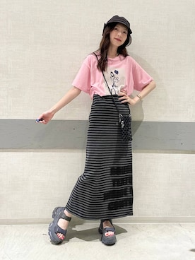 「JEANASIS（ジーナシス）のアイテム（サンダル）」を使った、えりーさん（レディース・165cm）の夏コーディネート