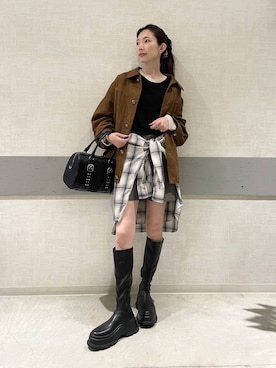 「アイテム（ボストンバッグ）」を使った、えりーさん（レディース・165cm・30代）の秋コーディネート