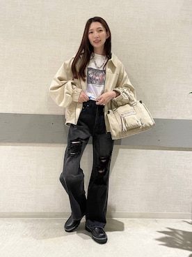 「アイテム（ボストンバッグ）」を使った、えりーさん（レディース・165cm・30代）の秋コーディネート