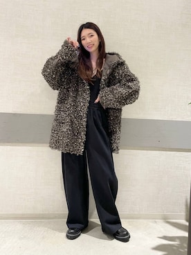 「アイテム（ムートンコート）」を使った、えりーさん（レディース・165cm）の冬コーディネート