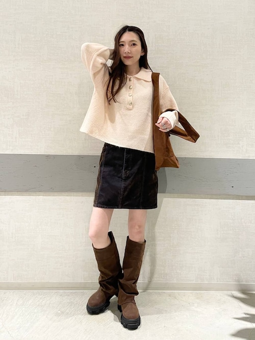 フロッキーデニムミニスカート/634877（デニムスカート）｜JEANASIS