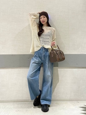 「アイテム（ニットキャップ/ビーニー）」を使った、えりーさん（レディース・165cm・20代）の秋コーディネート
