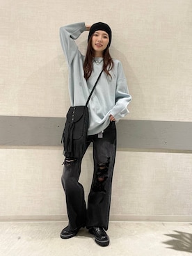 「JEANASIS（ジーナシス）のアイテム（デニムパンツ）」を使った、えりーさん（レディース・165cm）の秋コーディネート