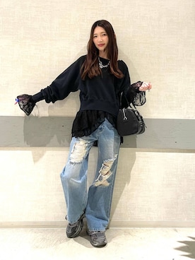 「JEANASIS（ジーナシス）のアイテム（スウェット）」を使った、えりーさん（レディース・165cm）の秋コーディネート