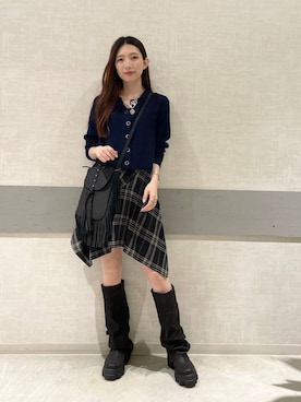 「アイテム（チュニック）」を使った、えりーさん（レディース・165cm）の冬コーディネート