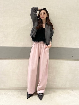 「LOWRYS FARM（ローリーズファーム）のステンレスロングネックレス　605355（ネックレス、シルバー系）」を使った、えりーさん（レディース・160cm）の春コーディネート