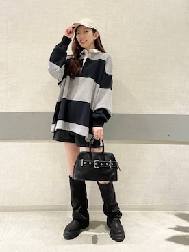 「アイテム（ポロシャツ）」を使った、えりーさん（レディース・165cm）の冬コーディネート