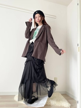 「JEANASIS（ジーナシス）のストーンメッシュメリージェーン/598095（パンプス、ブラック系）」を使った、えりーさん（レディース・160cm）の春コーディネート