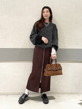「アイテム（ボストンバッグ）」を使った、えりーさん（レディース・165cm・30代）の秋コーディネート