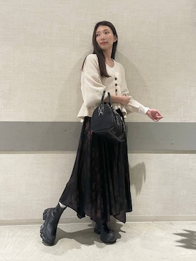 「アイテム（ボストンバッグ）」を使った、えりーさん（レディース・165cm）の秋コーディネート