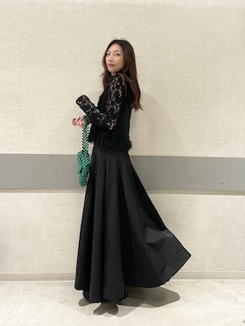 「JEANASIS（ジーナシス）のキリカエボリュームローファー/573242（ローファー、ブラック系）」を使った、えりーさん（レディース・160cm）の春コーディネート