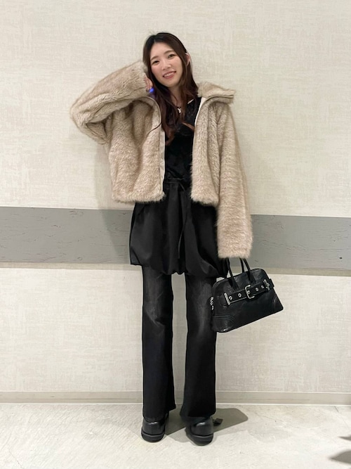 JEANASIS ファーアウター この冬スタイリングの主役にピッタリ！】MIXカラーファーブルゾン