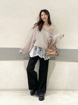 「JEANASIS（ジーナシス）のチャームヴィンテージチェーンネックレス/638258（ネックレス、シルバー系）」を使った、えりーさん（レディース・160cm）の春コーディネート