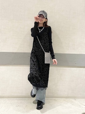 「JEANASIS（ジーナシス）のボリュームクロッグシューズ/581680（その他シューズ、ブラック系）」を使った、えりーさん（レディース・160cm）の春コーディネート