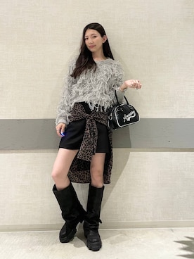 「JEANASIS（ジーナシス）のルーズFITロングブーツ/581263（ブーツ）」を使った、えりーさん（レディース・165cm）の秋コーディネート