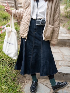 「NEW BALANCE（ニューバランス）のアイテム（ノーカラーコート）」を使った、鳕鱼烩饭さん（レディース・172cm）の春コーディネート