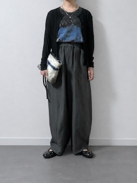 「laurea（ラウレア）のピーチ起毛　コクーンパンツ（その他パンツ、グレー系）」を使った、マルシオさん（レディース・151cm）の秋コーディネート