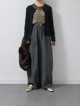 「laurea（ラウレア）のピーチ起毛　コクーンパンツ（その他パンツ、グレー系）」を使った、マルシオさん（レディース・151cm）の秋コーディネート