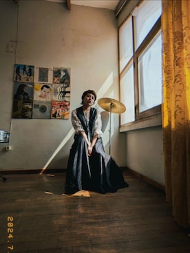 「VINTAGE（ヴィンテージ）のアイテム（ドレス）」を使った、Chichi Beebsさん（レディース・159cm）の夏コーディネート