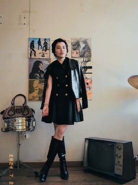 「VINTAGE（ヴィンテージ）のアイテム（ドレス）」を使った、Chichi Beebsさん（レディース・159cm）の夏コーディネート