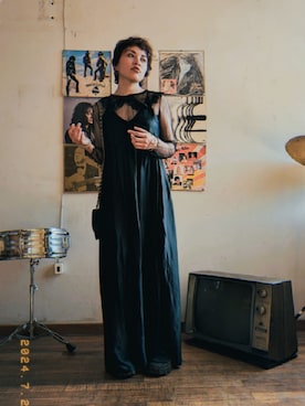 「VINTAGE（ヴィンテージ）のアイテム（ドレス）」を使った、Chichi Beebsさん（レディース・159cm）の夏コーディネート