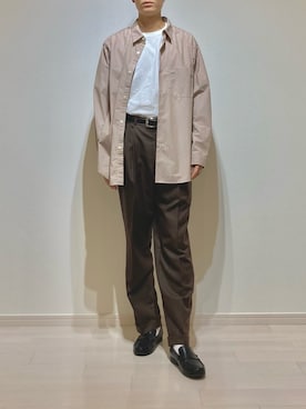 「白靴下」｜「アイテム（ローファー）」を使った、ひでぼうさん（メンズ・180cm）の秋コーディネート