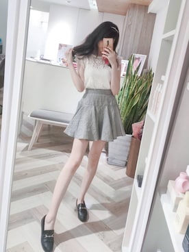 「SNIDEL（スナイデル）のアイテム（スカート、ブラック系）」を使った、さくら🌸小櫻さん（レディース・166cm）の夏コーディネート