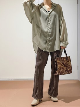 「LAKOLE（ラコレ）のアイテム（ブーツ）」を使った、むーこさん（レディース・155cm）の秋コーディネート