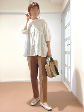 「SLOBE IENA（スローブイエナ）のアイテム（バレエシューズ）」を使った、むーこさん（レディース・155cm）の夏コーディネート