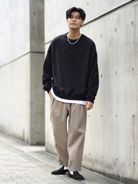 「JUNRED（ジュンレッド）のアイテム（チノパンツ）」を使った、takumaさん（メンズ・185cm）の秋コーディネート