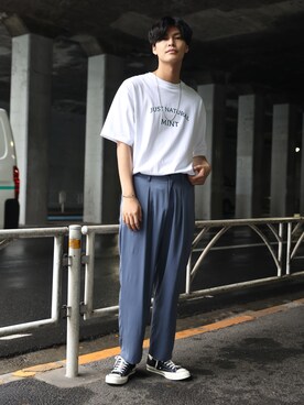 「ブルー x ホワイト」｜「アイテム（その他）」を使った、takumaさん（メンズ・185cm）の夏コーディネート