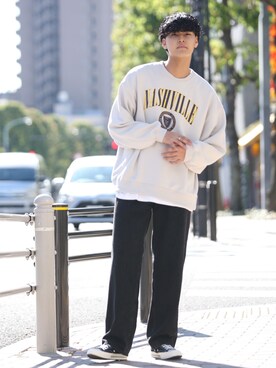 「re_k by JUNRED（レクバイジュンレッド）のアイテム（スウェット）」を使った、takumaさん（メンズ・185cm）の秋コーディネート