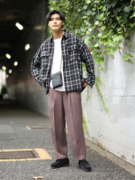 「JUNRED（ジュンレッド）のアイテム（バッグ）」を使った、takumaさん（メンズ・185cm）の秋コーディネート