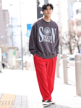 「re_k by JUNRED（レクバイジュンレッド）のアイテム（スウェット）」を使った、takumaさん（メンズ・185cm）の春コーディネート