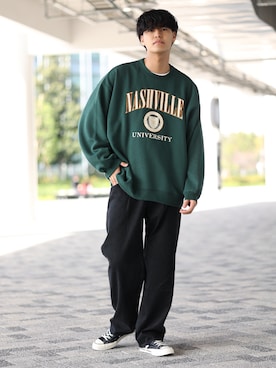 「re_k by JUNRED（レクバイジュンレッド）のアイテム（スウェット）」を使った、takumaさん（メンズ・185cm）の秋コーディネート