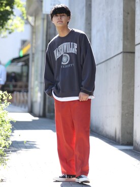 「re_k by JUNRED（レクバイジュンレッド）のアイテム（スウェット）」を使った、takumaさん（メンズ・185cm）の秋コーディネート
