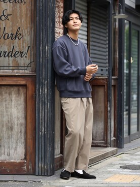 「JUNRED（ジュンレッド）のアイテム（チノパンツ）」を使った、takumaさん（メンズ・185cm）の秋コーディネート