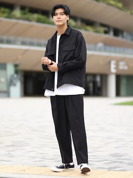 「JUNRED（ジュンレッド）のファイヤーストレッチCPOブルゾン（ブルゾン）」を使った、takumaさん（メンズ・185cm）の秋コーディネート