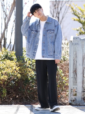 「re_k by JUNRED（レクバイジュンレッド）のアイテム（デニムジャケット）」を使った、takumaさん（メンズ・185cm）の冬コーディネート