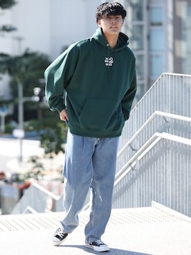 「re_k by JUNRED（レクバイジュンレッド）のアイテム（パーカー）」を使った、takumaさん（メンズ・185cm）の秋コーディネート