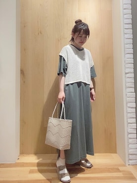 「Samansa Mos2（サマンサ モスモス）の前後着メッシュベスト（ベスト）」を使った、ニシザワ◎さん（レディース・156cm）の夏コーディネート