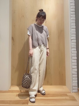 「Samansa Mos2（サマンサ モスモス）の前後着メッシュベスト（ベスト）」を使った、ニシザワ◎さん（レディース・156cm）の夏コーディネート