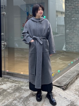 「ガウンコート」｜「アイテム（その他アウター）」を使った、Mizukiさん（レディース・161cm）の冬コーディネート