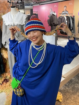 「LOWRYS FARM（ローリーズファーム）のパールタレンネックレス　249411（ネックレス）」を使った、kureha さん（レディース・158cm・20代）の秋コーディネート